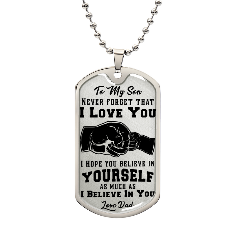 Never Forget I Love You Personalized Dog Tag Necklace