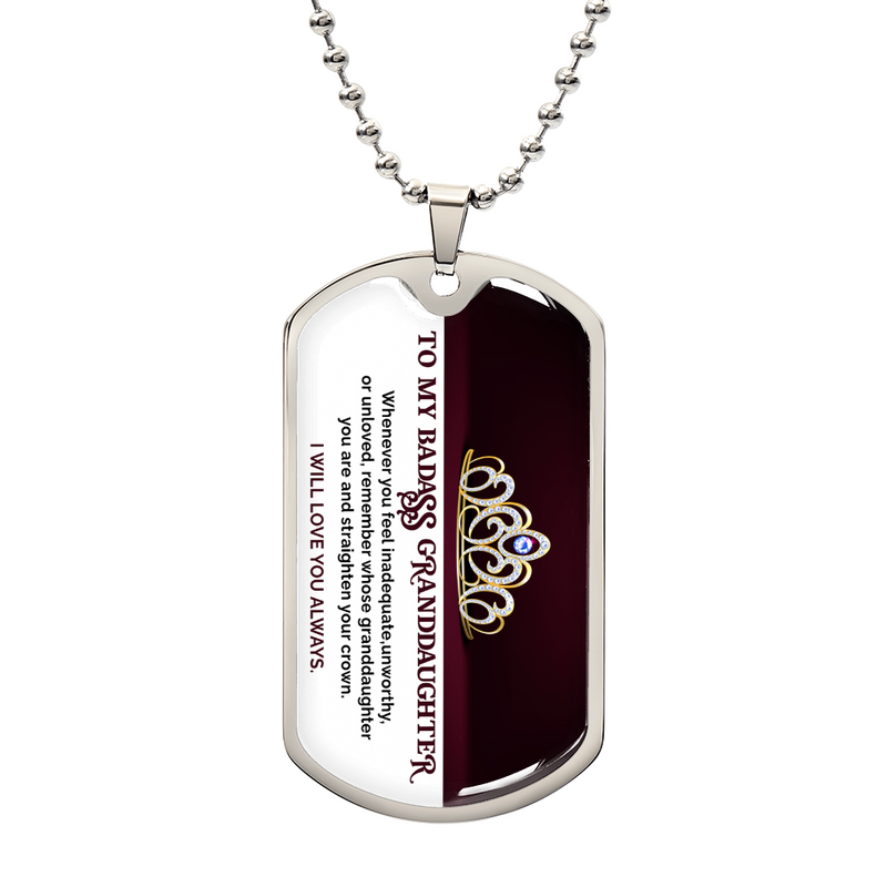 My Badass Granddaughter Personalized Dog Tag Necklace