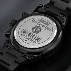 To My Firefighter Husband Need You Here With Us Charcoal Black Chronograph Watch