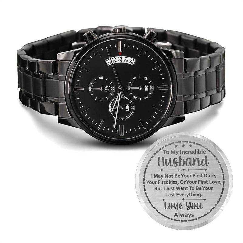To My Husband Your Last Everything Charcoal Black Chronograph Watch