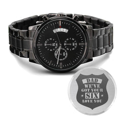 We've Got Your Six Charcoal Black Chronograph Watch