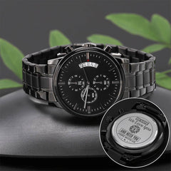 To My Firefighter Husband Need You Here With Us Charcoal Black Chronograph Watch