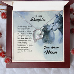 Old Wolf Forever Love Heart Necklace