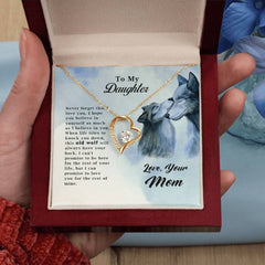 Old Wolf Forever Love Heart Necklace