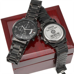 To My Firefighter Husband Need You Here With Us Charcoal Black Chronograph Watch