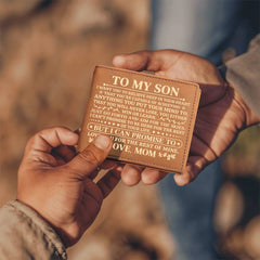 To My Son Promise Yellow Leather Wallet