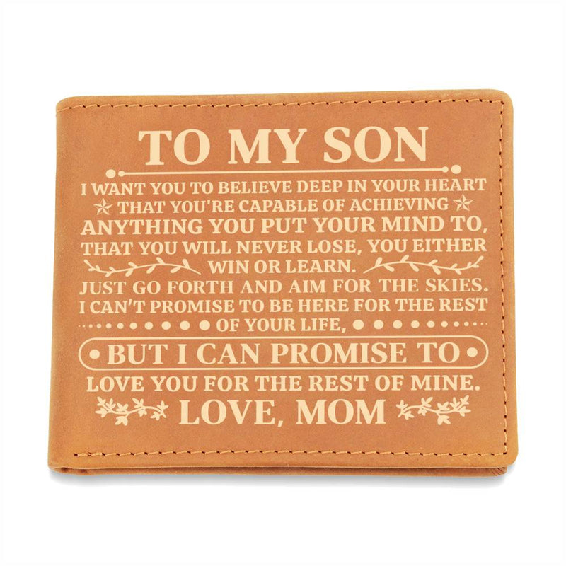 To My Son Promise Yellow Leather Wallet