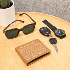To My Son Promise Yellow Leather Wallet