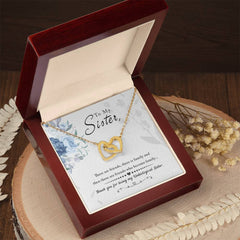 To My Sister Interlocking Hearts Necklace