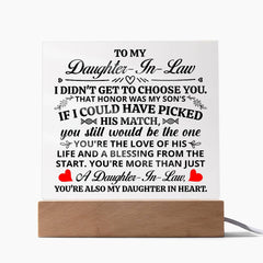 To My Daughter-in-Law Honor Acrylic Square Plaque