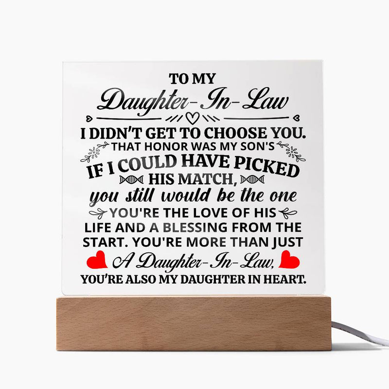 To My Daughter-in-Law Honor Acrylic Square Plaque