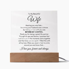 To My Wife Fate Acrylic Square Plaque