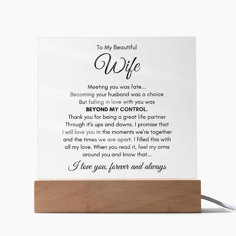 To My Wife Fate Acrylic Square Plaque