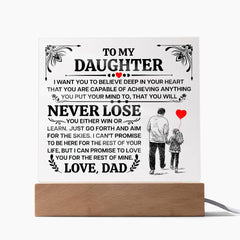 To My Daughter Promise Acrylic Square Plaque