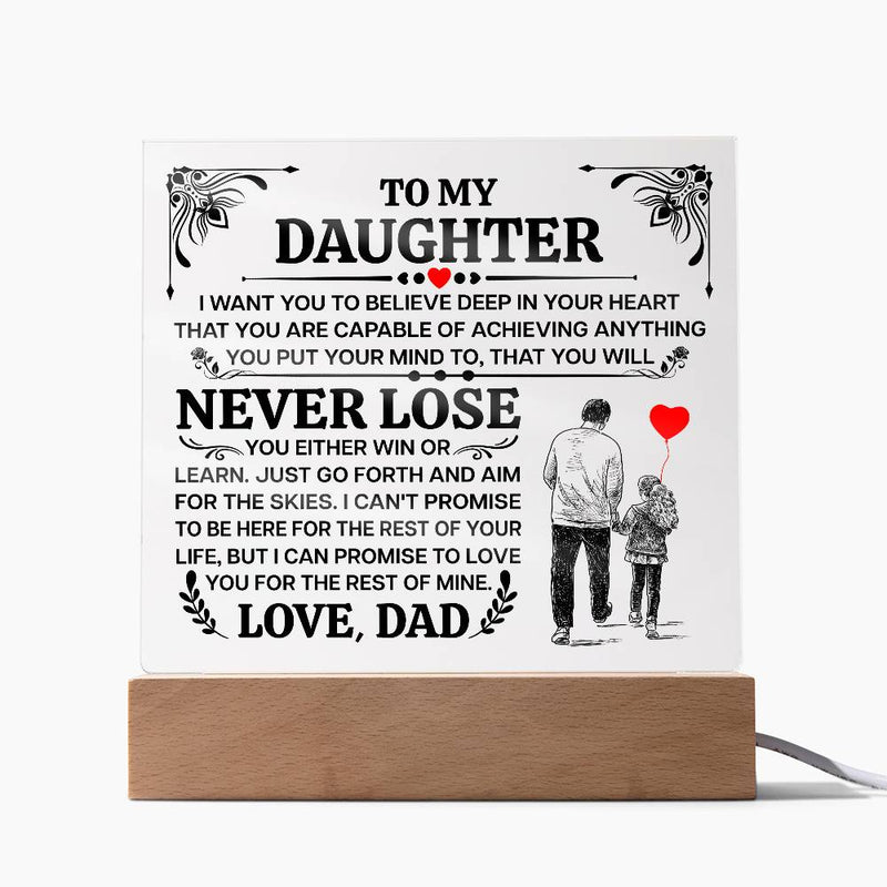 To My Daughter Promise Acrylic Square Plaque
