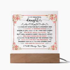 To My Beautiful Daughter Acrylic Square Plaque