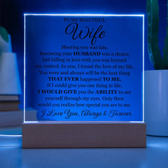 To My Beautiful Wife Printed Acrylic Square Plaque