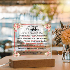 To My Beautiful Daughter Acrylic Square Plaque