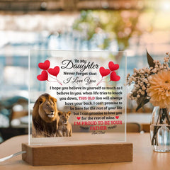 To My Daughter Old Lion Acrylic Square Plaque