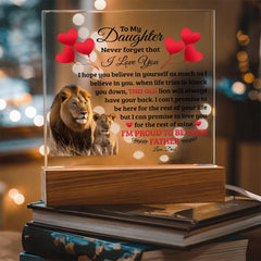 To My Daughter Old Lion Acrylic Square Plaque