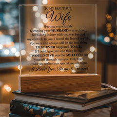 To My Beautiful Wife Printed Acrylic Square Plaque
