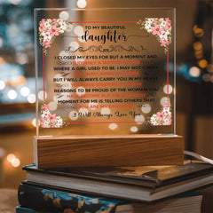 To My Beautiful Daughter Acrylic Square Plaque