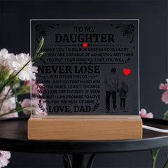 To My Daughter Promise Acrylic Square Plaque