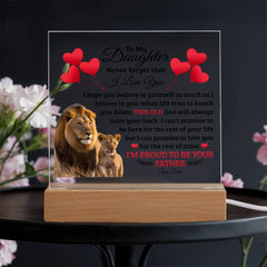 To My Daughter Old Lion Acrylic Square Plaque
