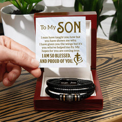 To My Son Love You Forever Mens Leather Bracelet