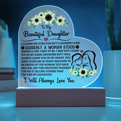 To My Daughter Proud Acrylic Heart Plaque