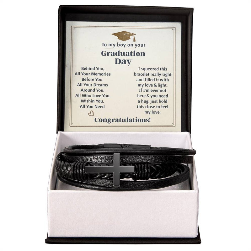 To My Boy Graduation Memories Love You Forever Cross Bracelet
