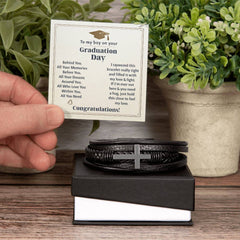 To My Boy Graduation Memories Love You Forever Cross Bracelet