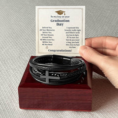 To My Boy Graduation Memories Love You Forever Cross Bracelet