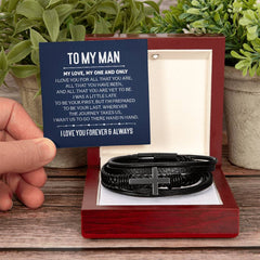 My One and Only Men's Cross Leather Bracelet