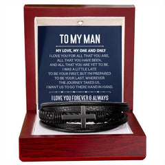 My One and Only Men's Cross Leather Bracelet