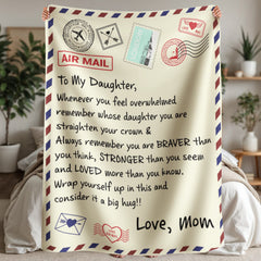 To My Daughter Braver I Love You From Mom Sherpa Fleece Blanket