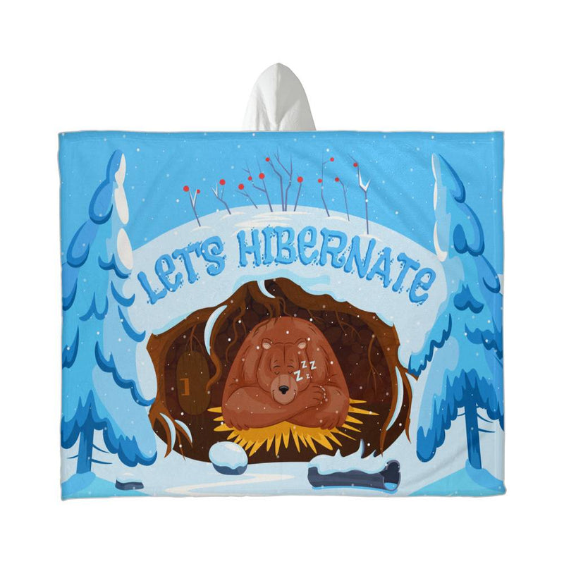 Let's Hibernate Hooded Sherpa Blanket