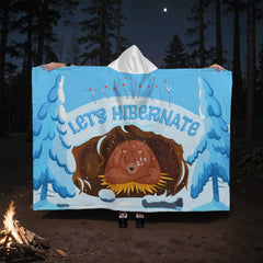Let's Hibernate Hooded Sherpa Blanket