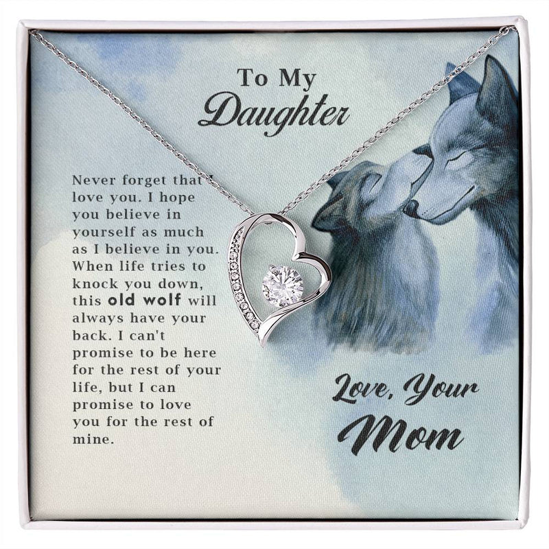 Old Wolf Forever Love Heart Necklace
