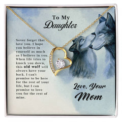 Old Wolf Forever Love Heart Necklace