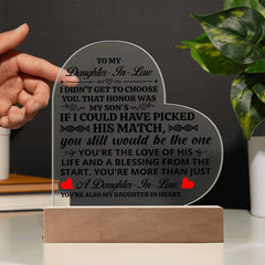 To My Daughter-in-Law Honor Acrylic Heart Plaque