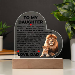 To My Daughter Braver Acrylic Heart Plaque