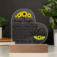 To My Daughter Proud Acrylic Heart Plaque