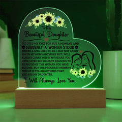 To My Daughter Proud Acrylic Heart Plaque