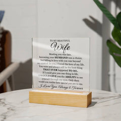 To My Beautiful Wife Printed Acrylic Square Plaque