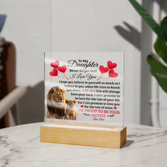 To My Daughter Old Lion Acrylic Square Plaque