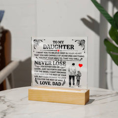 To My Daughter Promise Acrylic Square Plaque