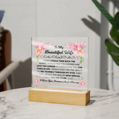 To My Beautiful Wife Acrylic Square Plaque