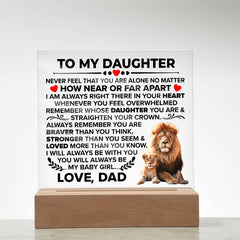 To My Daughter Braver Acrylic Square Plaque