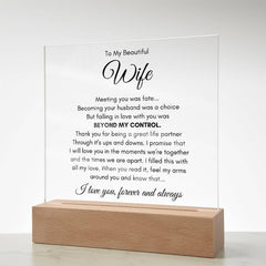 To My Wife Fate Acrylic Square Plaque